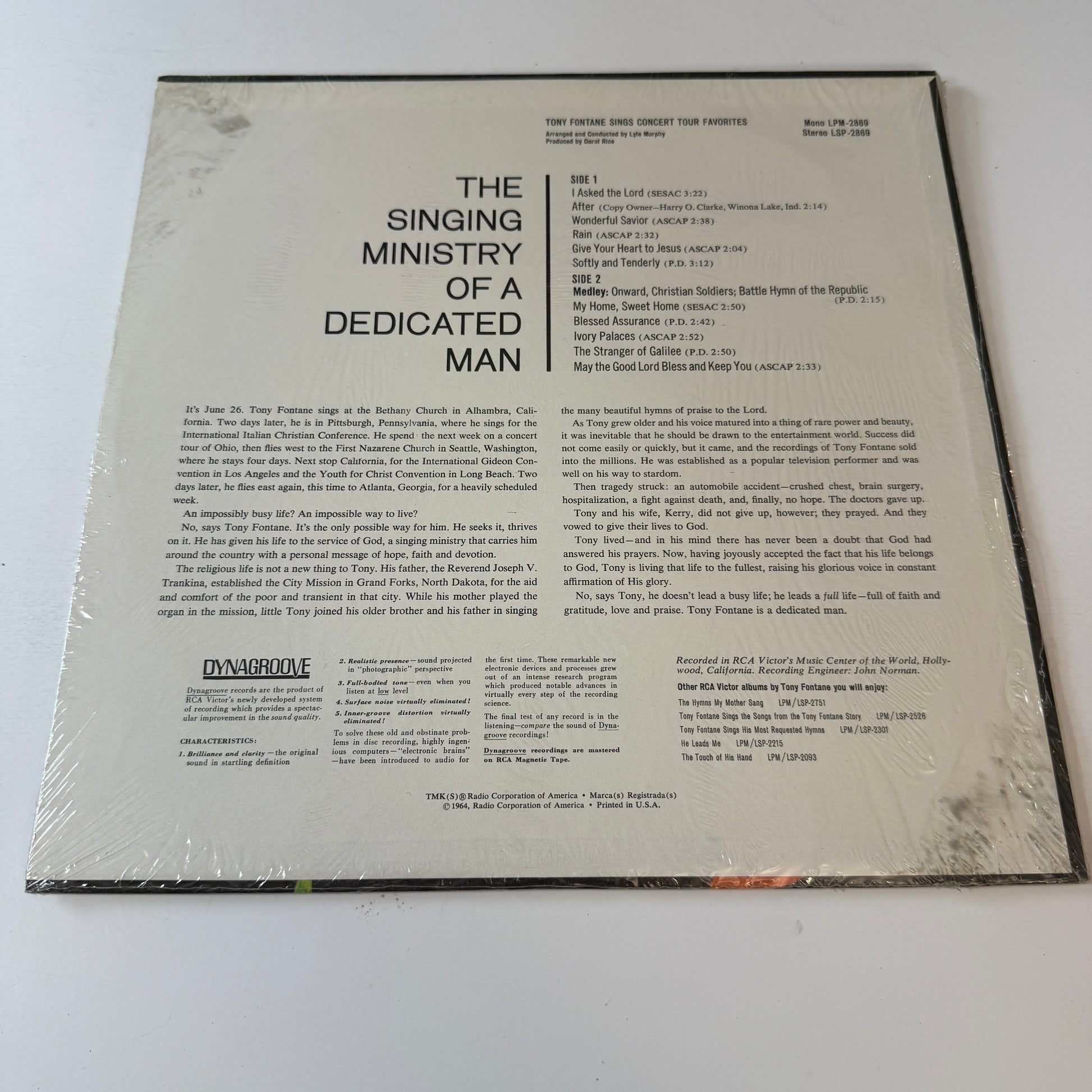 Tony Fontane Sings Concert Tour Favorites New Vinyl LP M\VG+