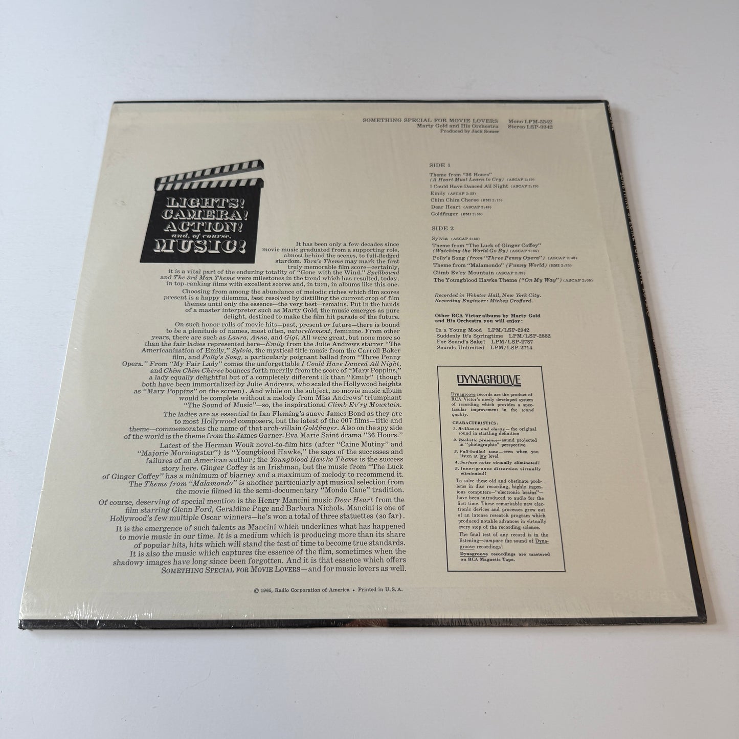 Marty Gold And His Orchestra Something Special For Movie Lovers New Vinyl LP M\VG+