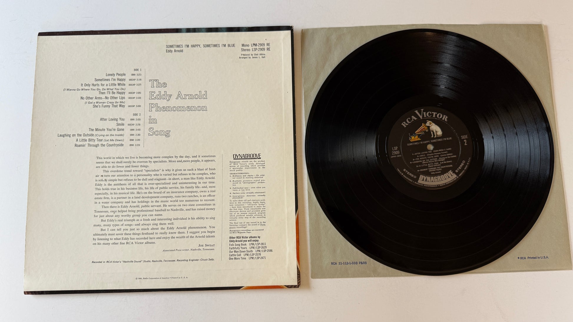 Eddy Arnold Sometimes I'm Happy, Sometimes I'm Blue Used Vinyl LP VG+\VG