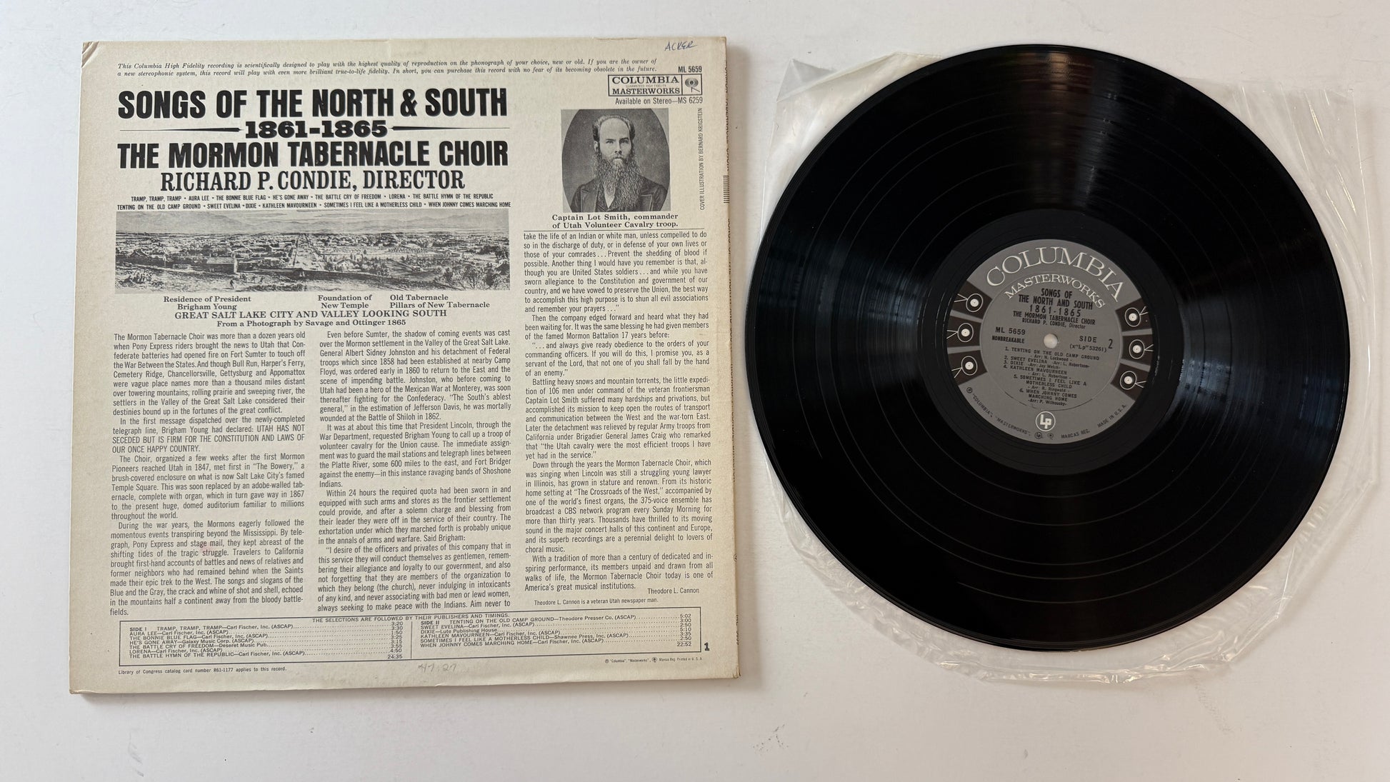 Mormon Tabernacle Choir Songs Of The North And South, 1861-1865 Used Vinyl LP VG+\VG+