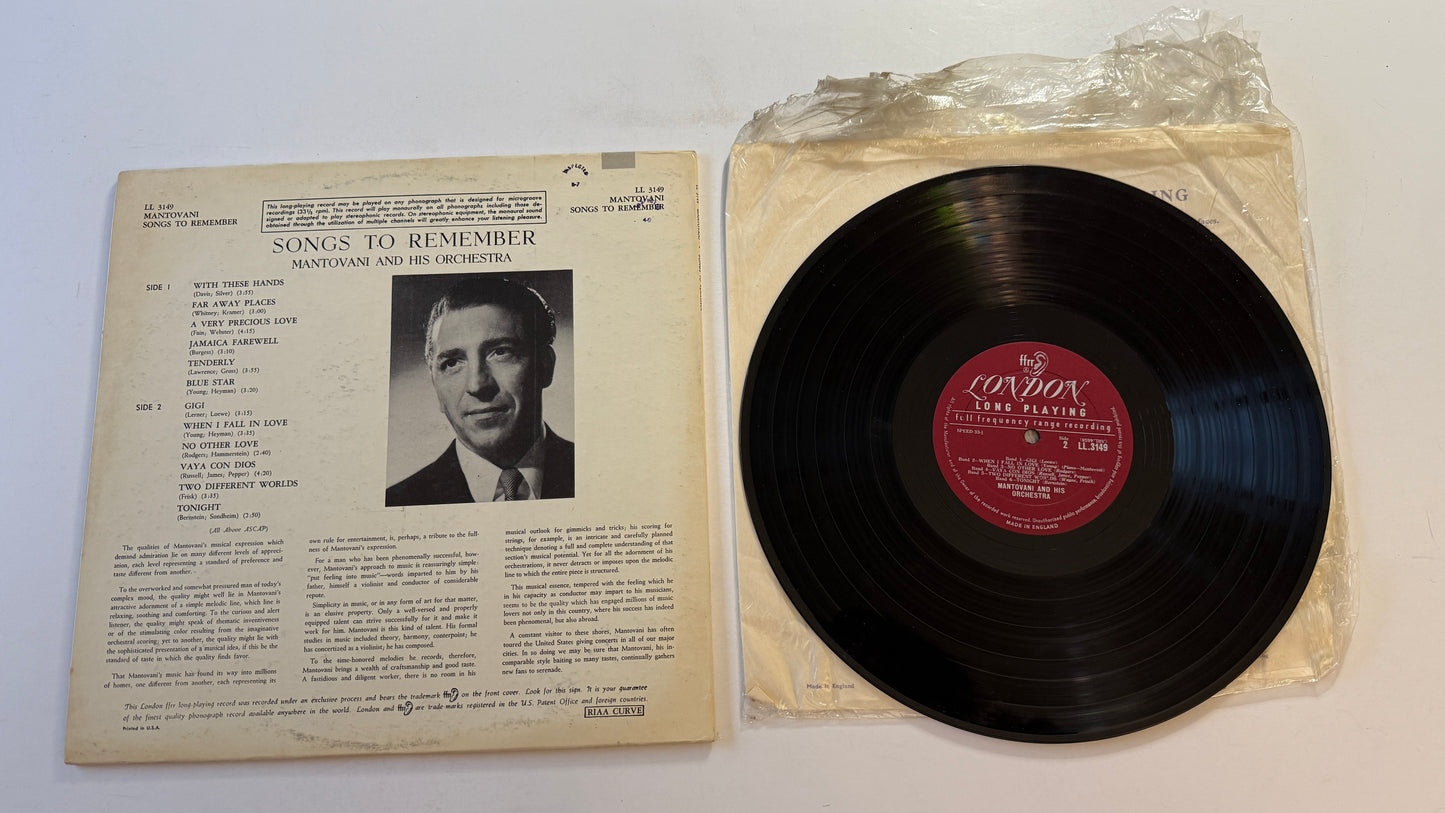 Mantovani And His Orchestra Songs To Remember Used Vinyl LP VG+\VG+