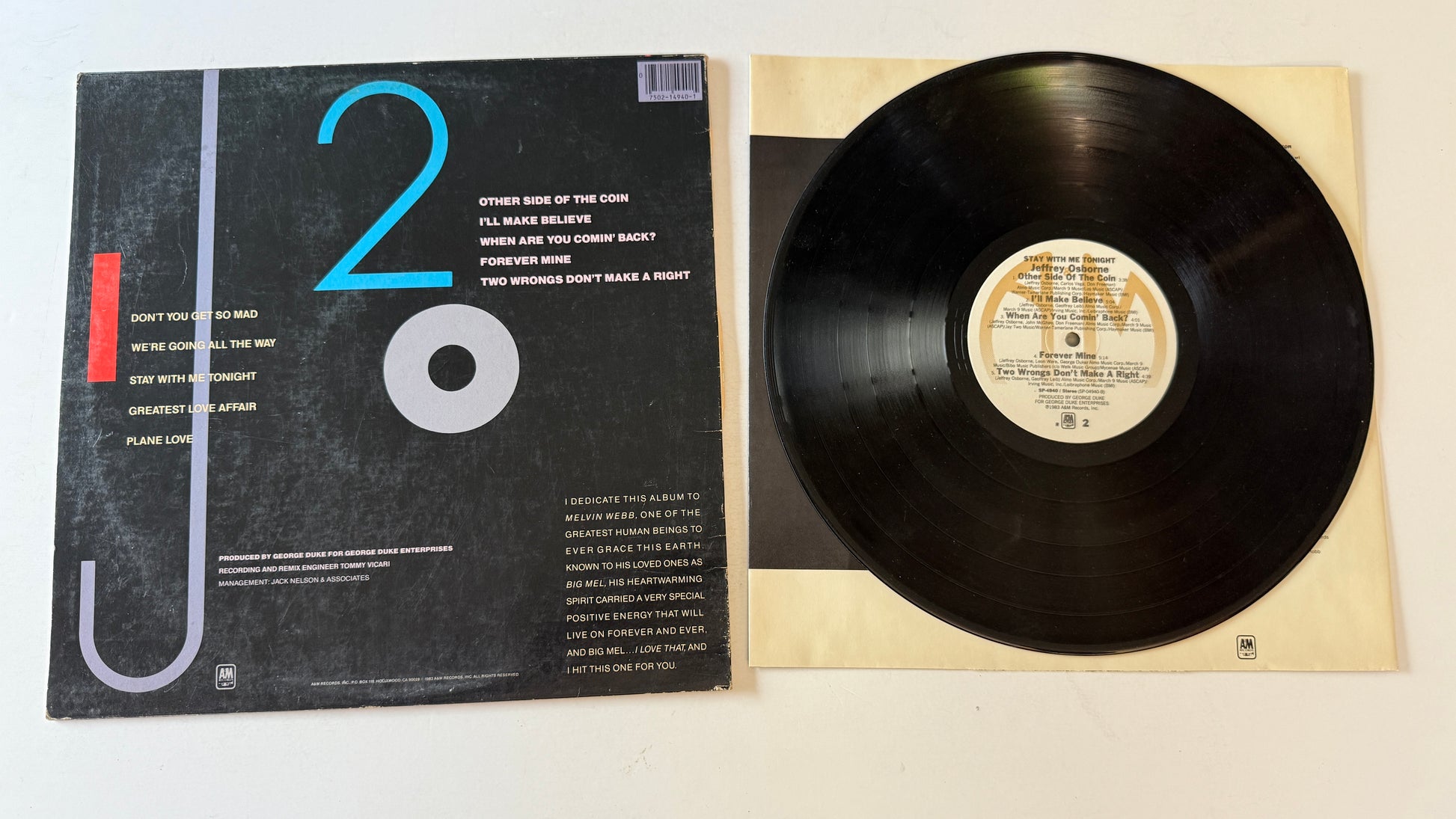 Jeffrey Osborne Stay With Me Tonight Used Vinyl LP VG+\VG