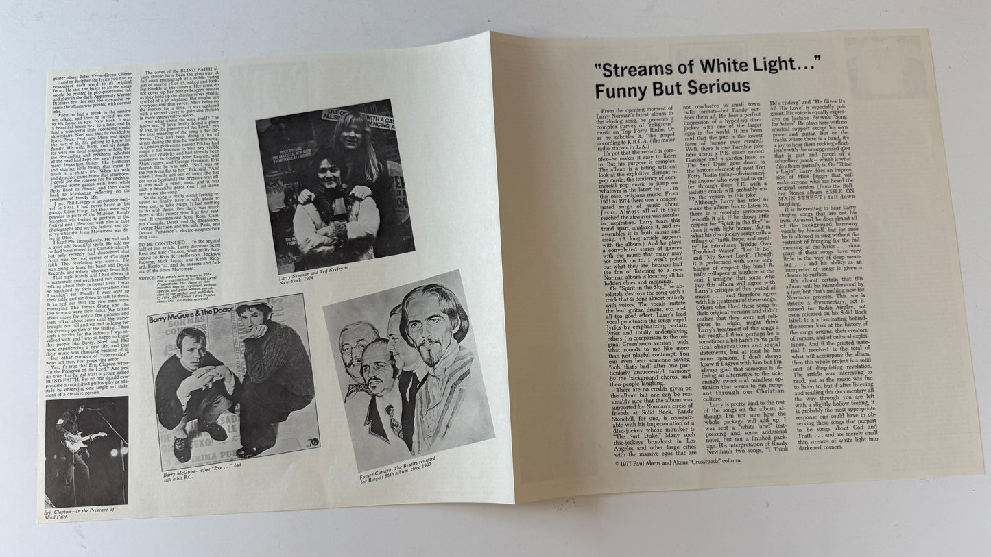 Larry Norman Streams Of White Light Into Darkened Corners (Part One) Used Vinyl LP VG+\VG