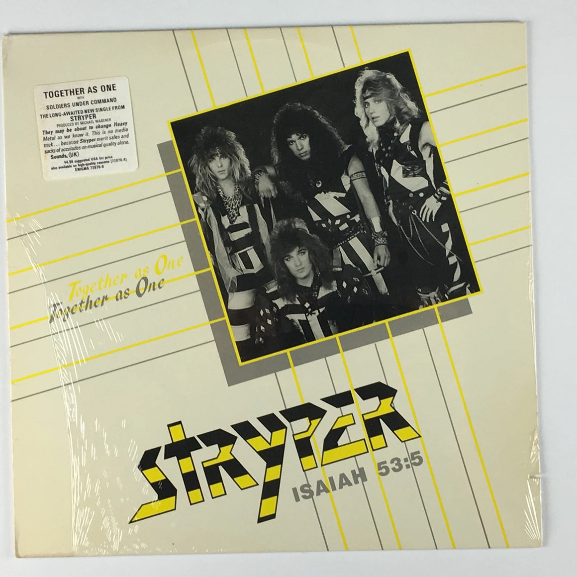 Stryper Together as One Orig Press 12" New Vinyl Single M\VG+