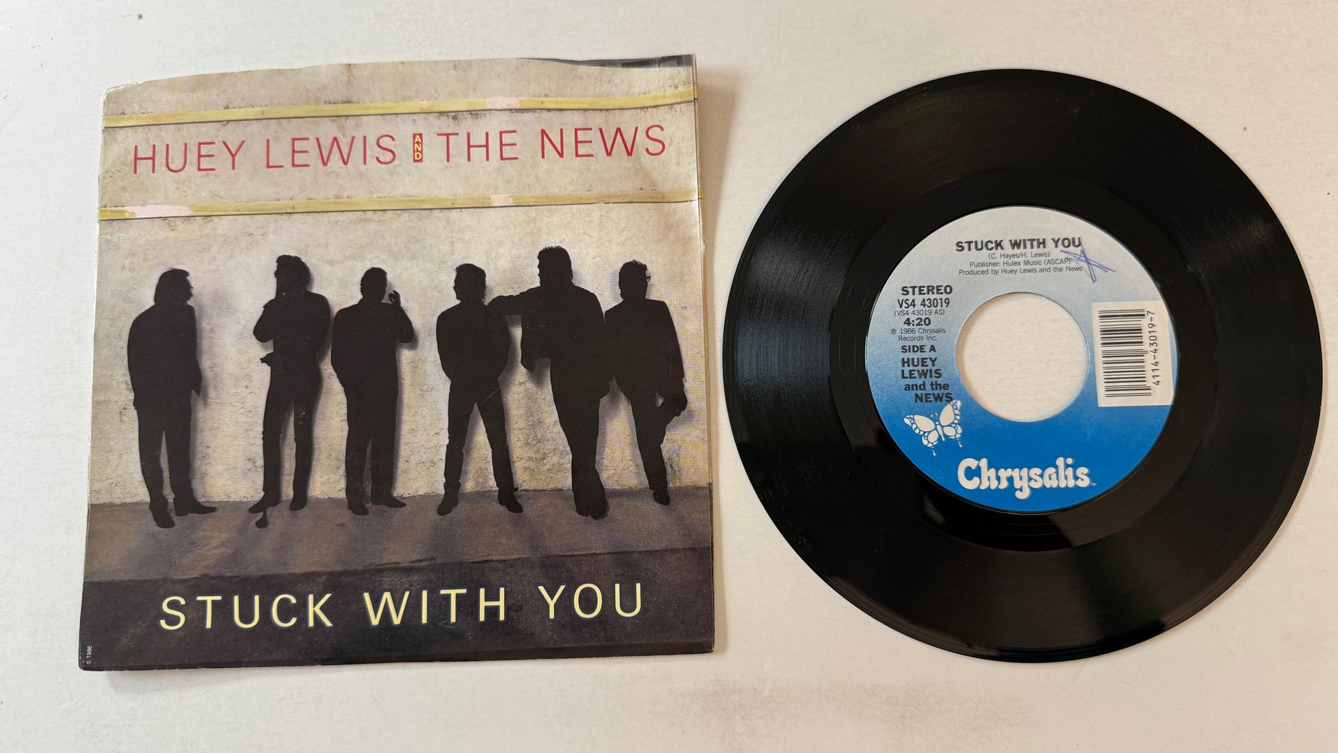 Huey Lewis & The News Stuck With You Used 45 RPM 7" Vinyl VG+\