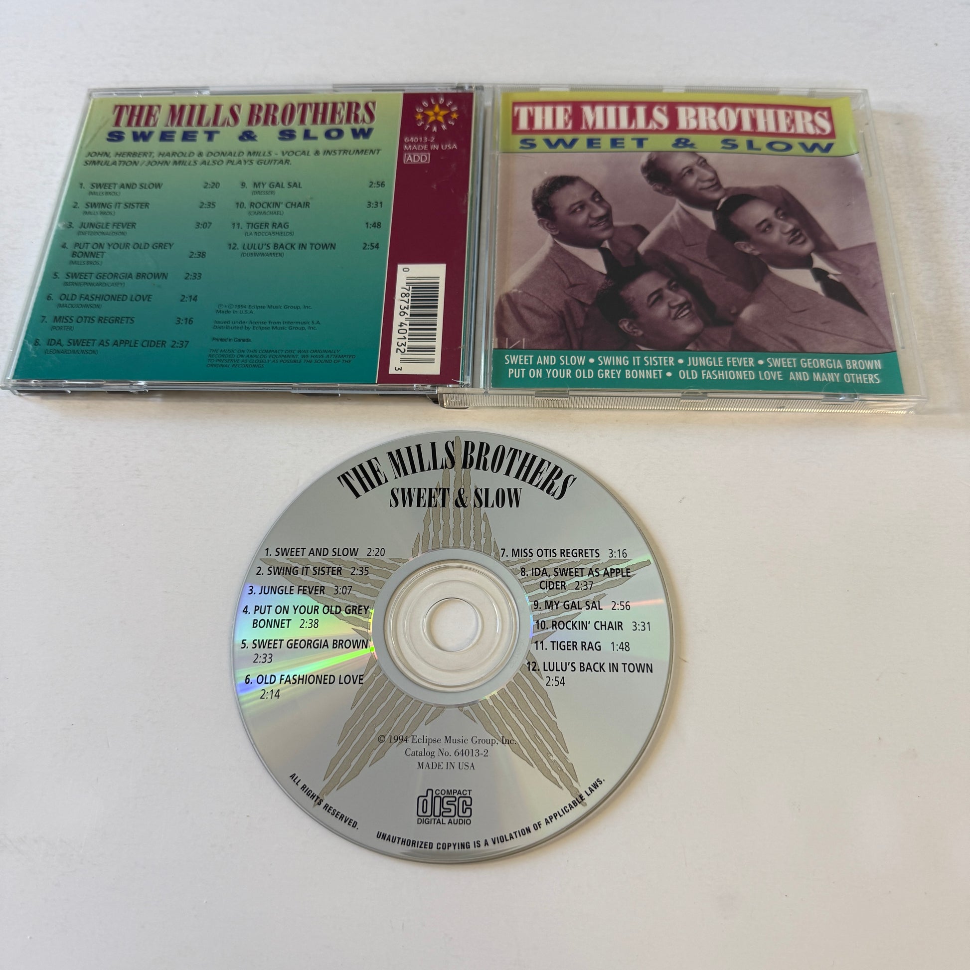 The Mills Brothers Sweet & Slow Used CD VG+\VG+