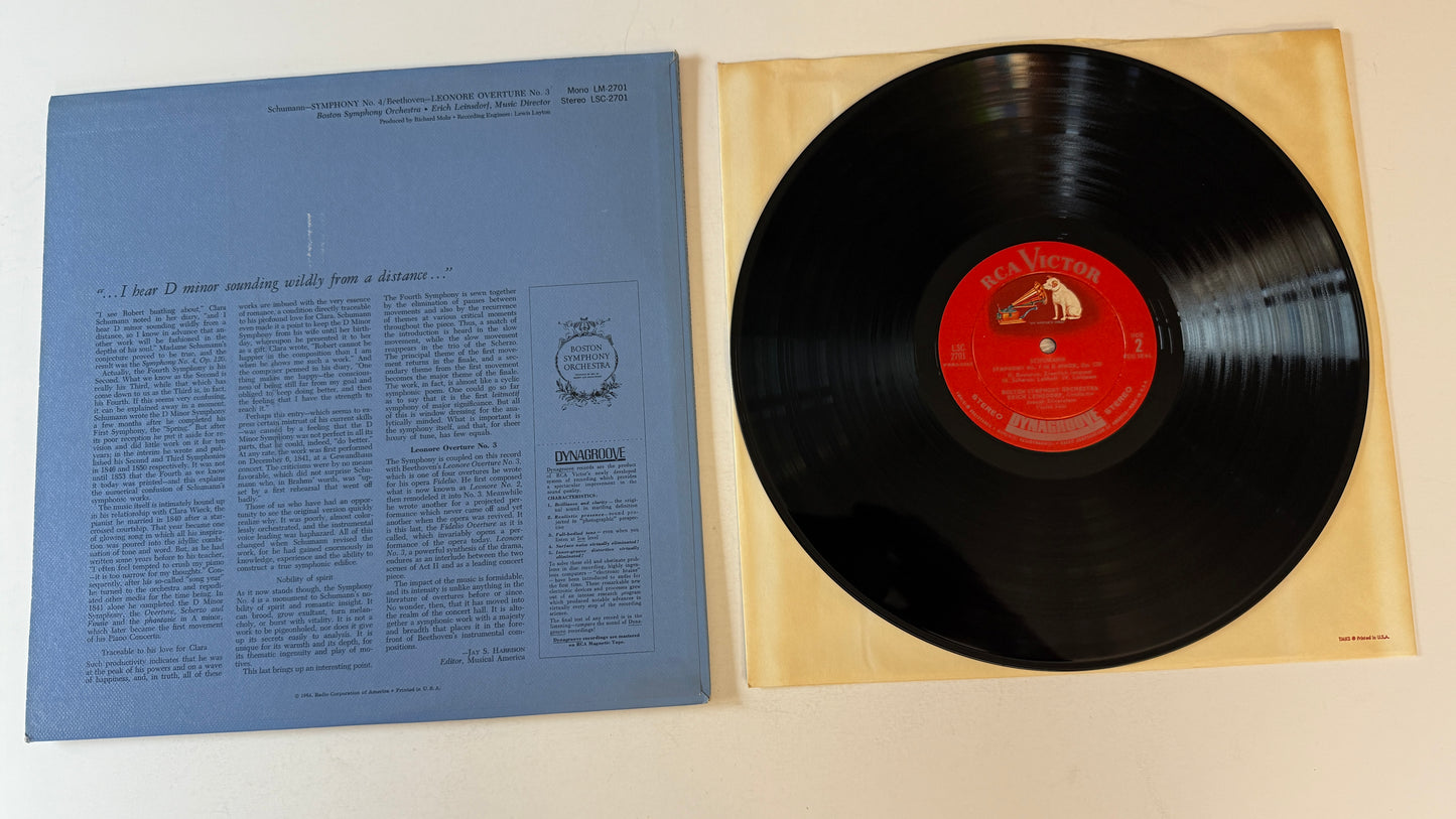 Robert Schumann Symphony No. 4 / Leonore Overture No. 3 Used Vinyl LP VG+\VG+