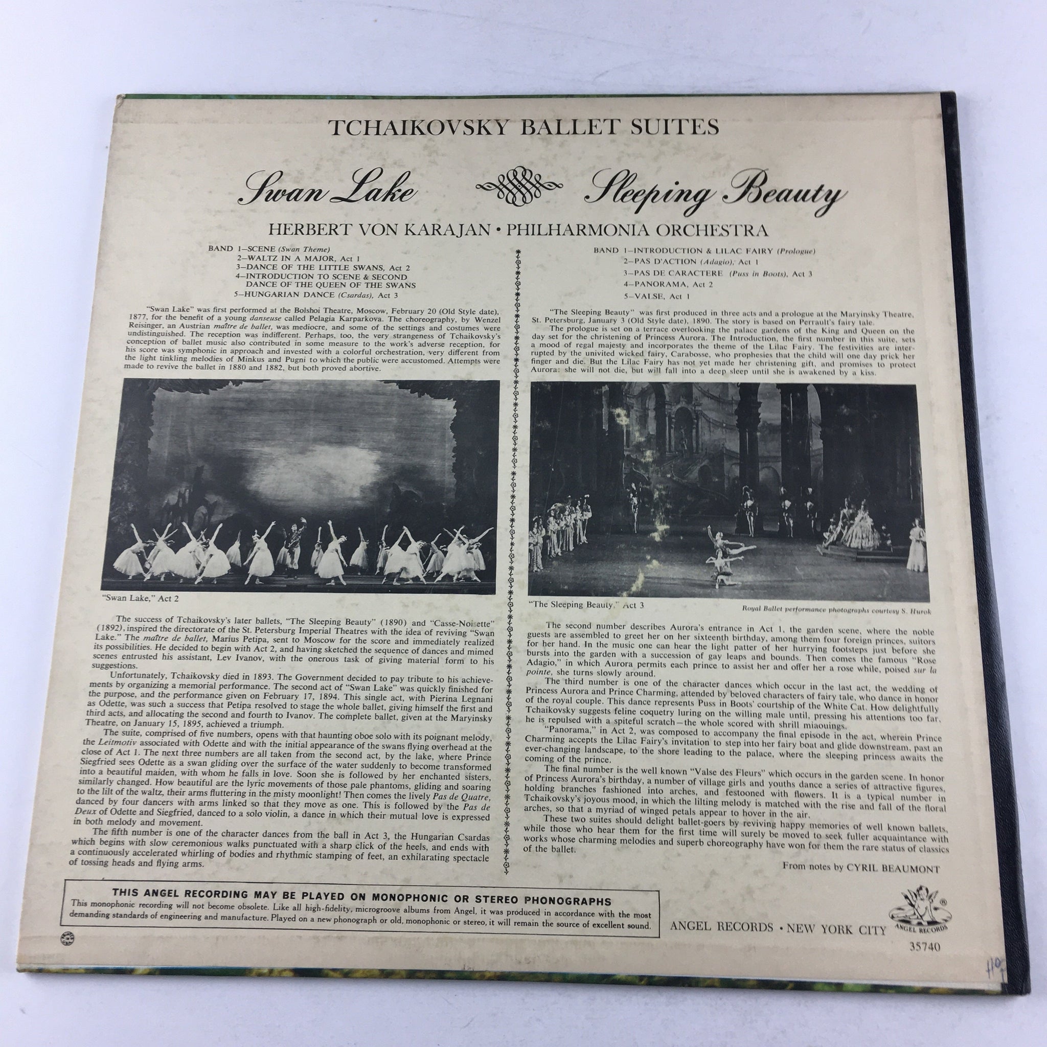 Karajan　Turnin　Used　Slow　Suites　Philharmonia　von　VG+\V　LP　Vinyl　Ballet　Tchaikovsky　Vinyl