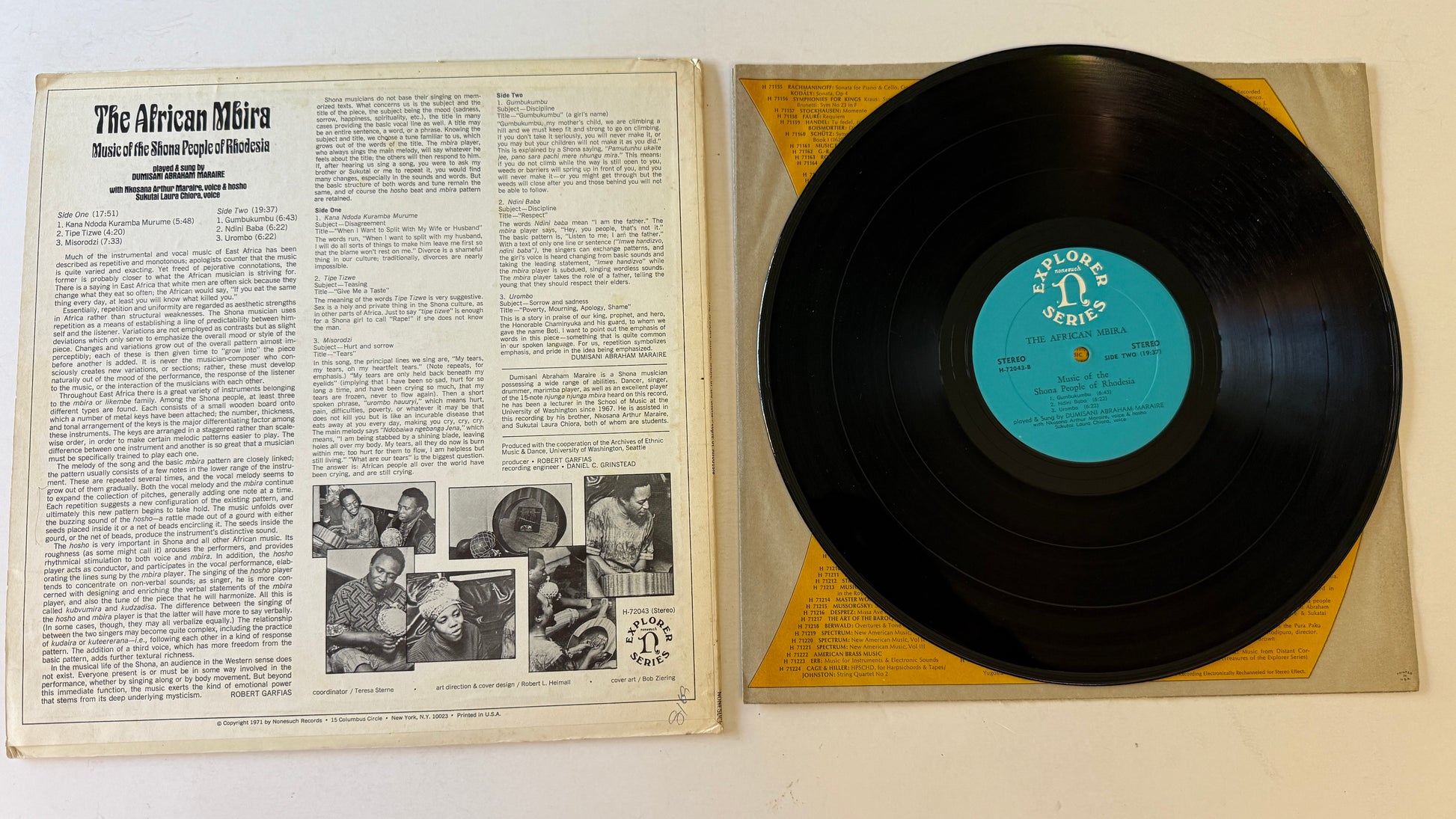 Dumisani Abraham Maraire The African Mbira - Music Of The Shona People Of Rhodesia Used Vinyl LP VG+\VG
