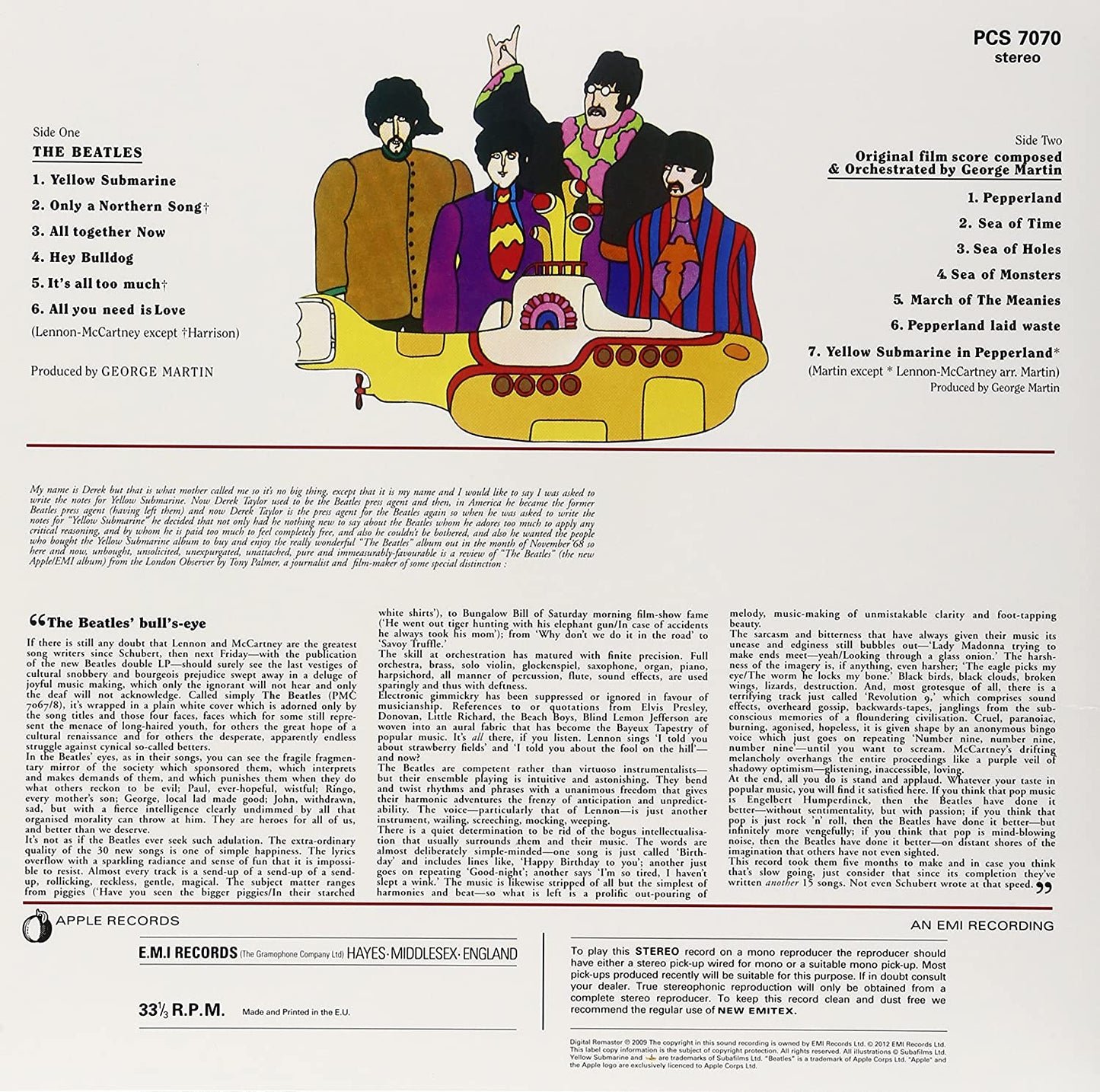 The Beatles Yellow Submarine (180 Gram Vinyl, Remastered, Reissue) New 180 Gram Vinyl LP M\M