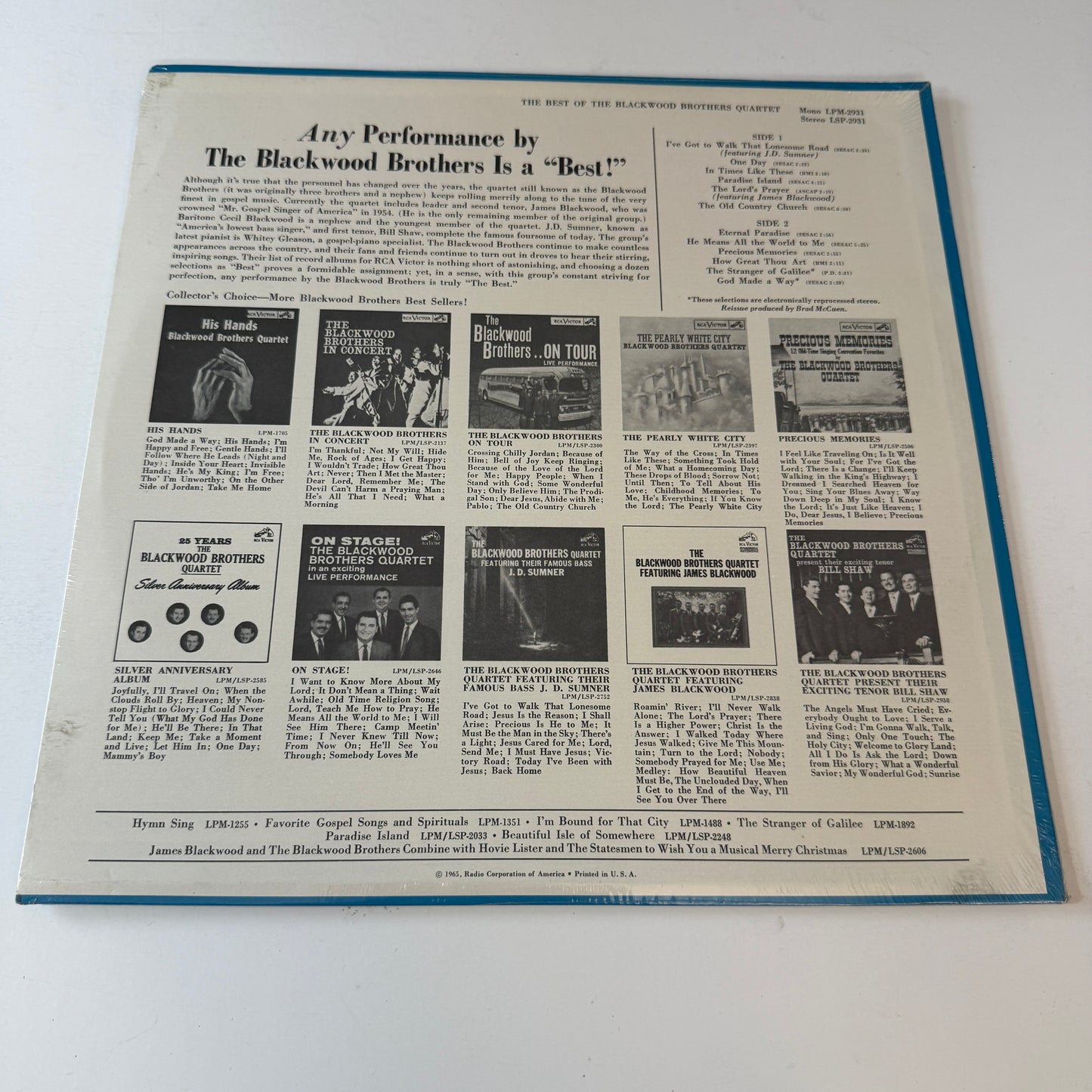 The Blackwood Brothers Quartet The Best Of The Blackwood Brothers Quartet New Vinyl LP M\VG+