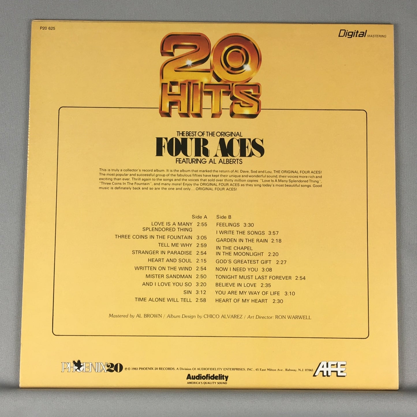 The Four Aces ‎ 20 Hits Orig Press Used Vinyl LP VG+\VG+