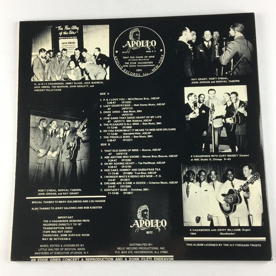 The Four Vagabonds Yesteryear's Memories Used Vinyl LP VG+\VG+