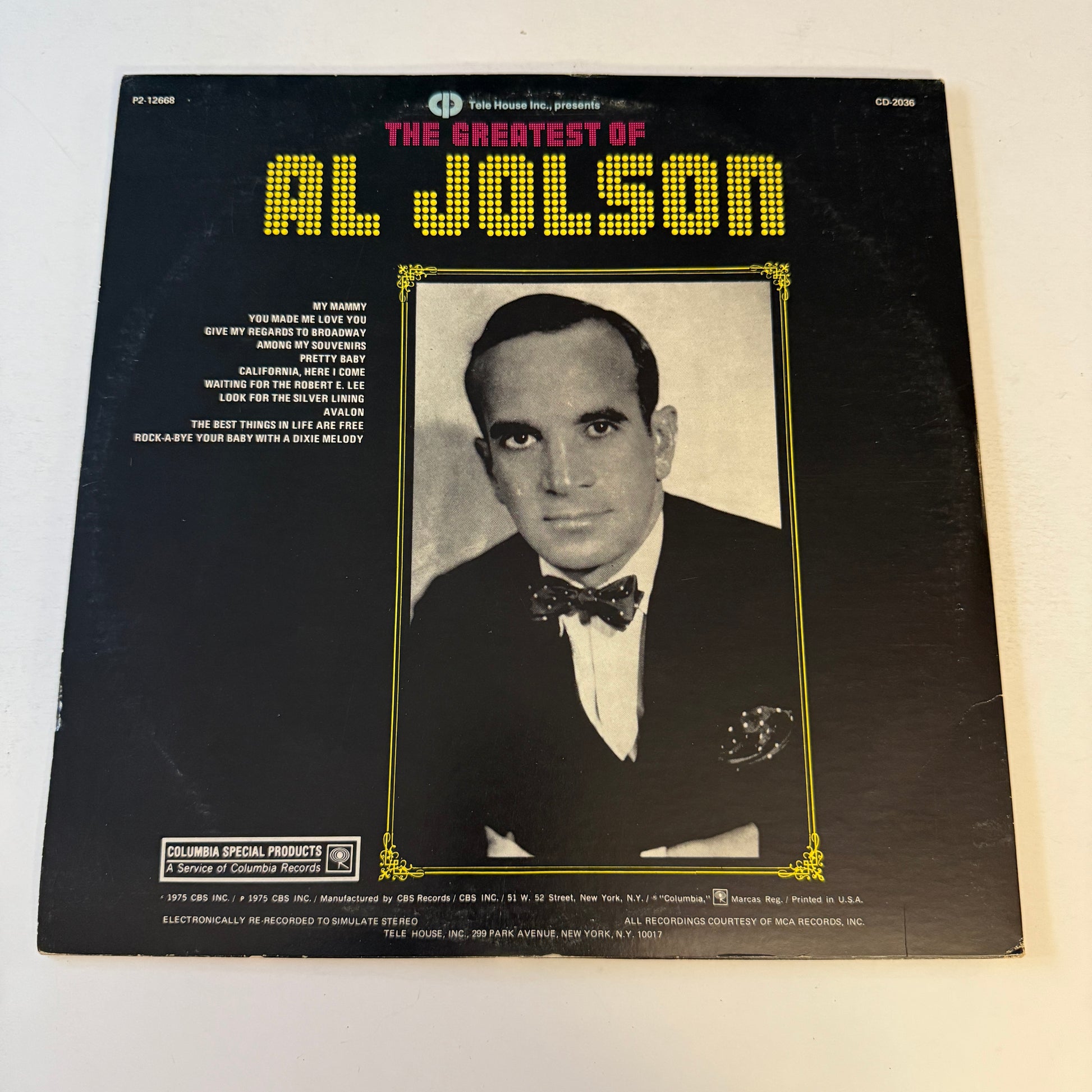 Al Jolson The Greatest Of Al Jolson Used Vinyl 2LP VG+\VG