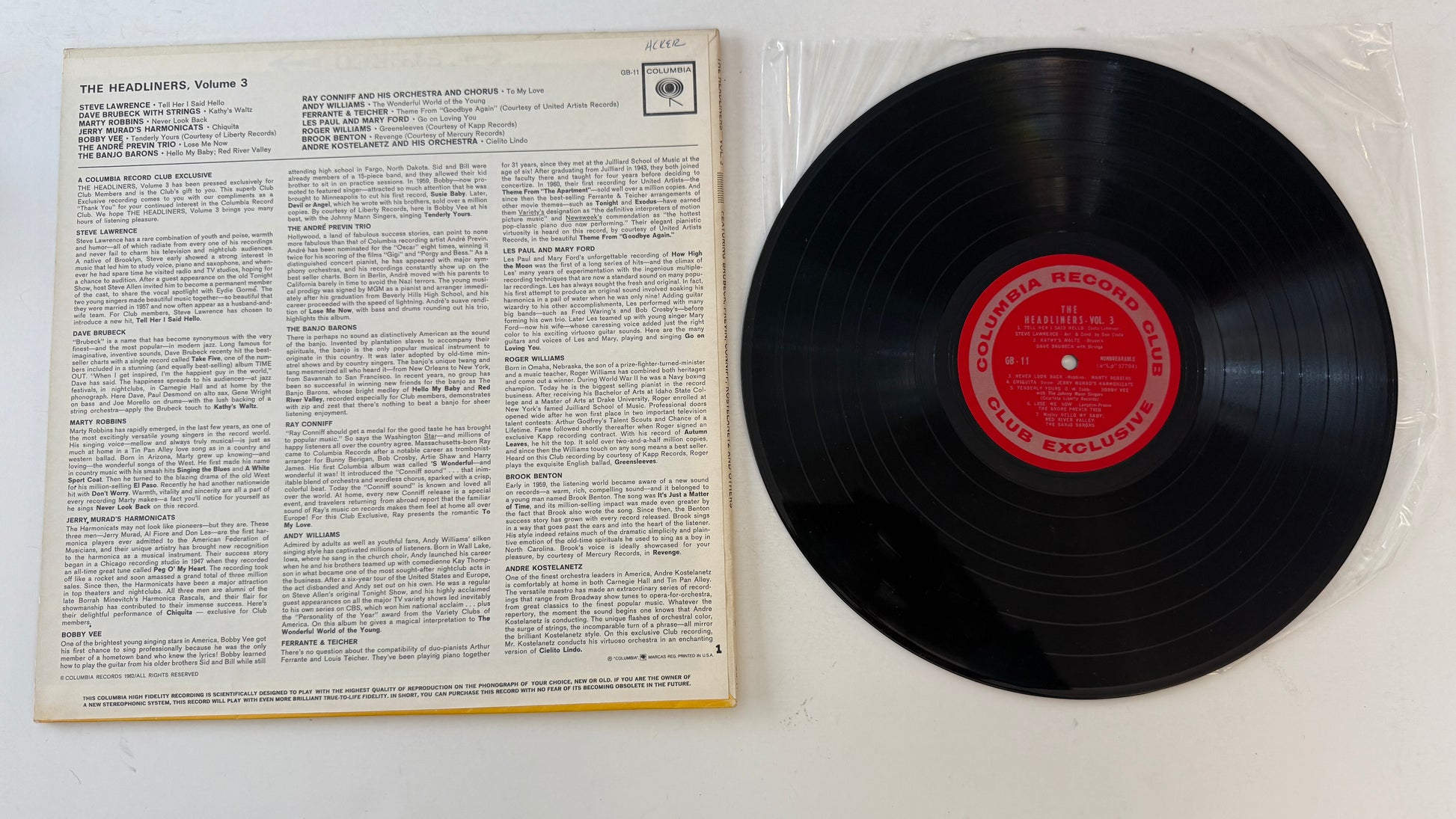 Various The Headliners, Volume 3 Used Vinyl LP VG+\VG+