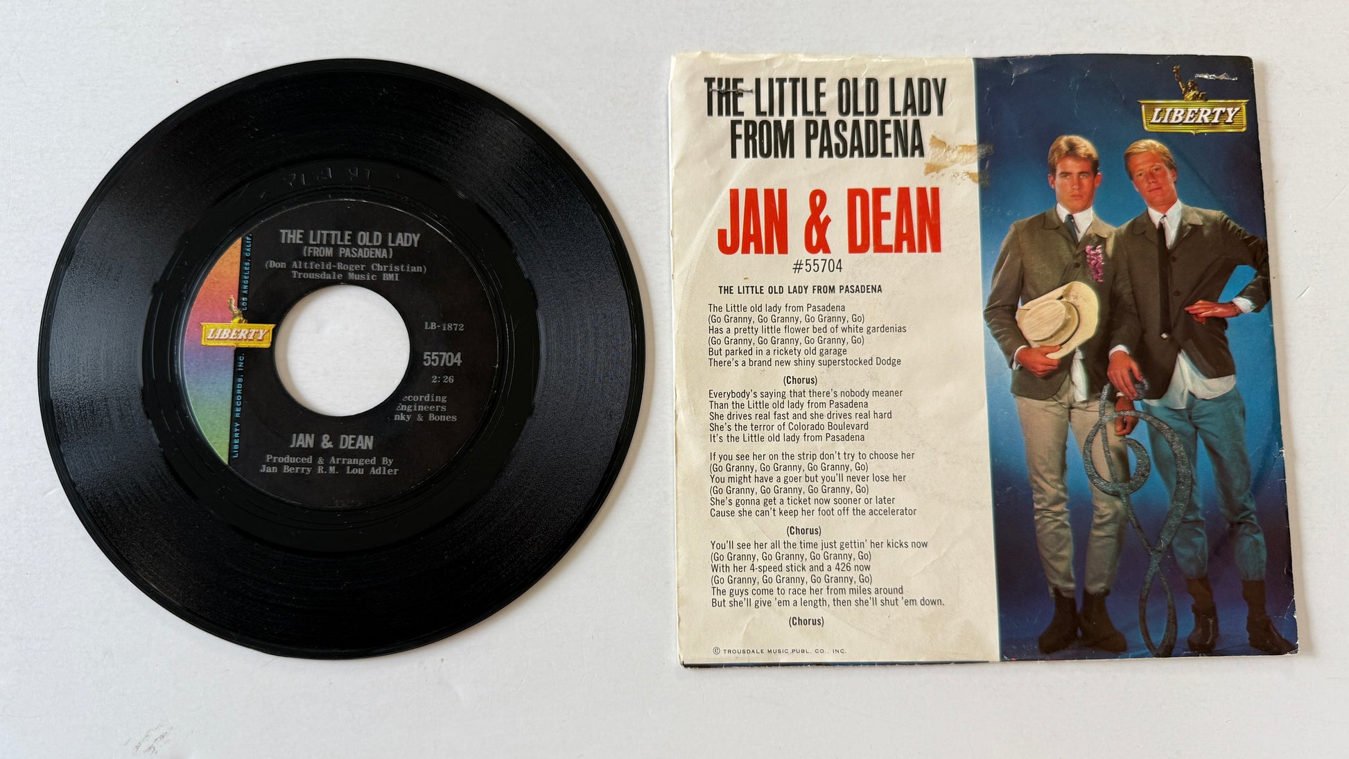 Jan & Dean The Little Old Lady (From Pasadena) Used 45 RPM 7" Vinyl VG+\VG
