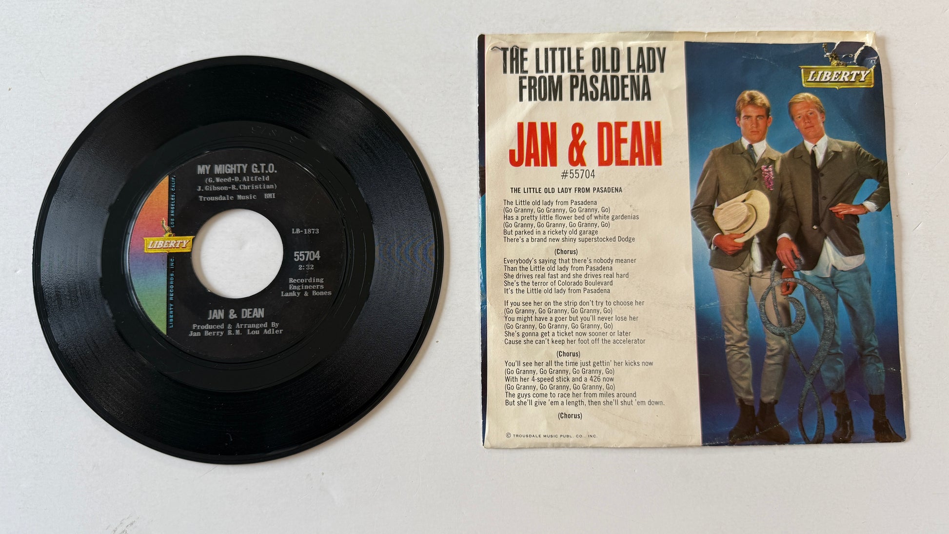 Jan & Dean The Little Old Lady (From Pasadena) Used 45 RPM 7" Vinyl VG+\VG