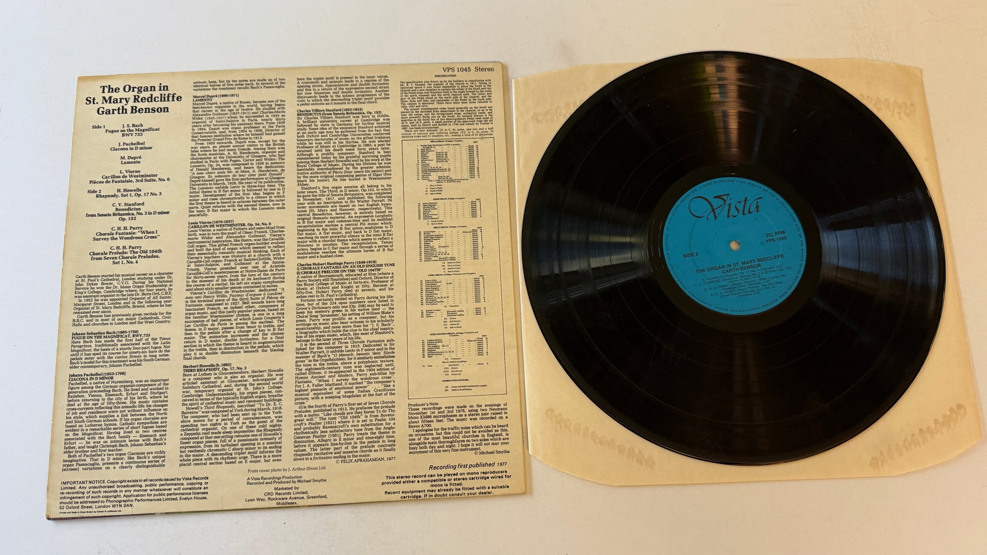 Garth Benson The Organ In St. Mary Redcliffe Bristol Used Vinyl LP VG+\VG+