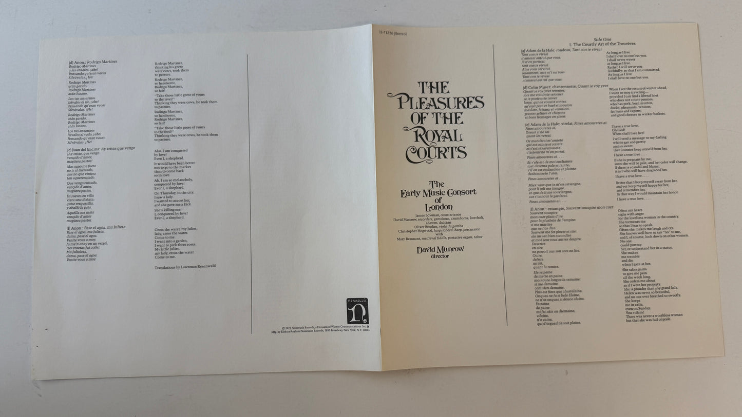 The Early Music Consort Of London The Pleasures Of The Royal Courts Used Vinyl 2LP VG+\VG+