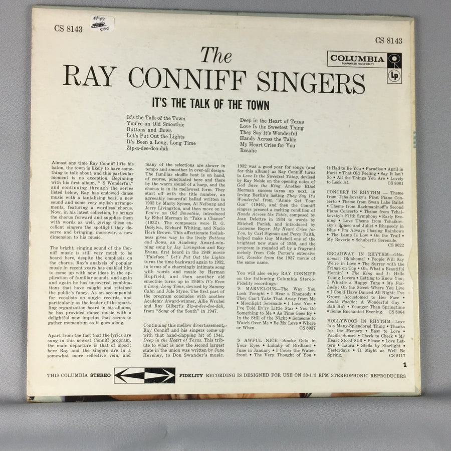 The Ray Conniff Singers ‎ It's The Talk Of The Town Used Vinyl LP VG+\VG+