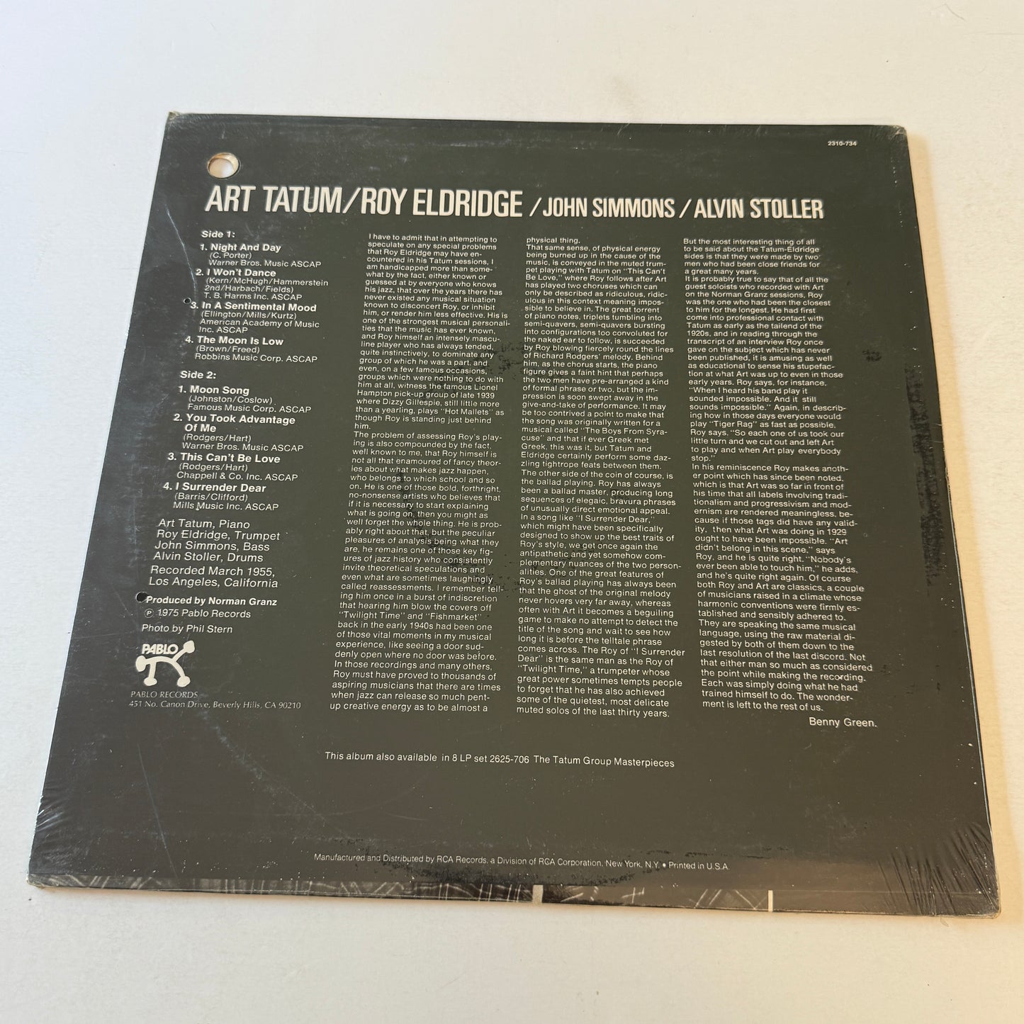Art Tatum The Tatum Group Masterpieces Used Vinyl LP VG\VG+