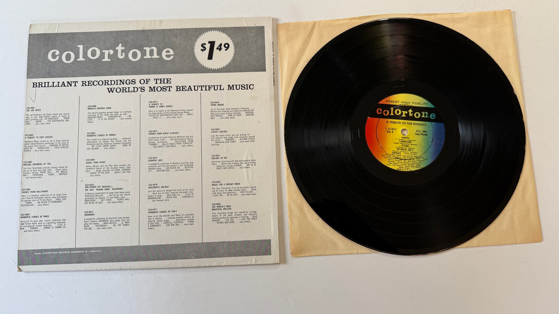 The Alumni Band Tommy And Jimmy Dorsey Bands: A Tribute To The Dorseys Used Vinyl LP VG+\VG+