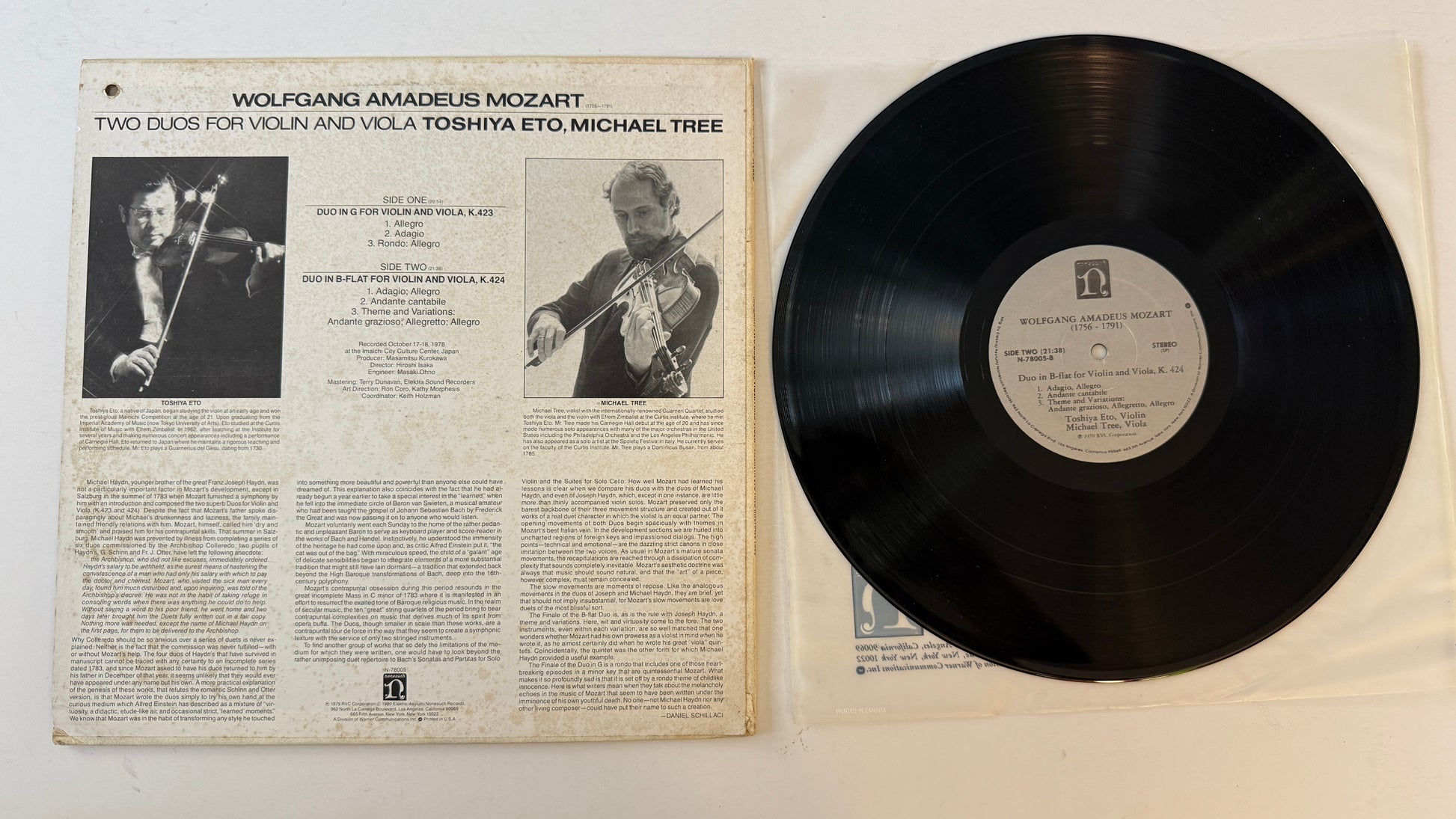 Wolfgang Amadeus Mozart Two Duos For Violin And Viola Used Vinyl LP VG+\VG