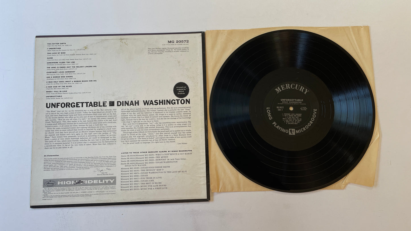 Dinah Washington Unforgettable Used Vinyl LP VG+\VG