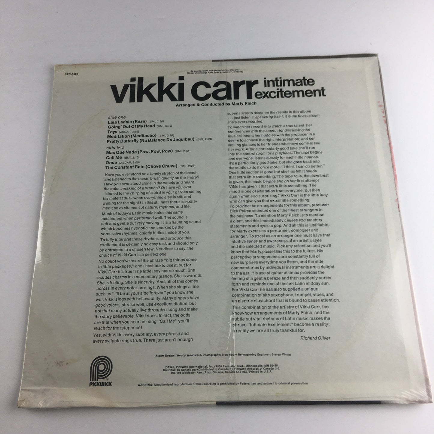 Vikki Carr Intimate Excitement Used Vinyl LP M\VG Black