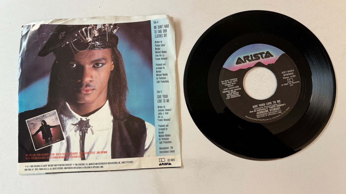 Jermaine Stewart We Don't Have To Take Our Clothes Off Used 45 RPM 7" Vinyl VG+\
