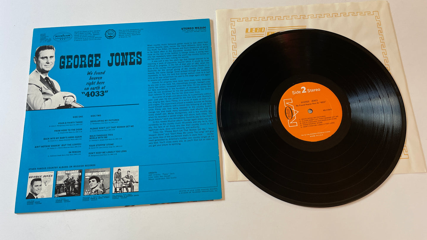 George Jones We Found Heaven Right Here On Earth At "4033" Used Vinyl LP VG+\VG+