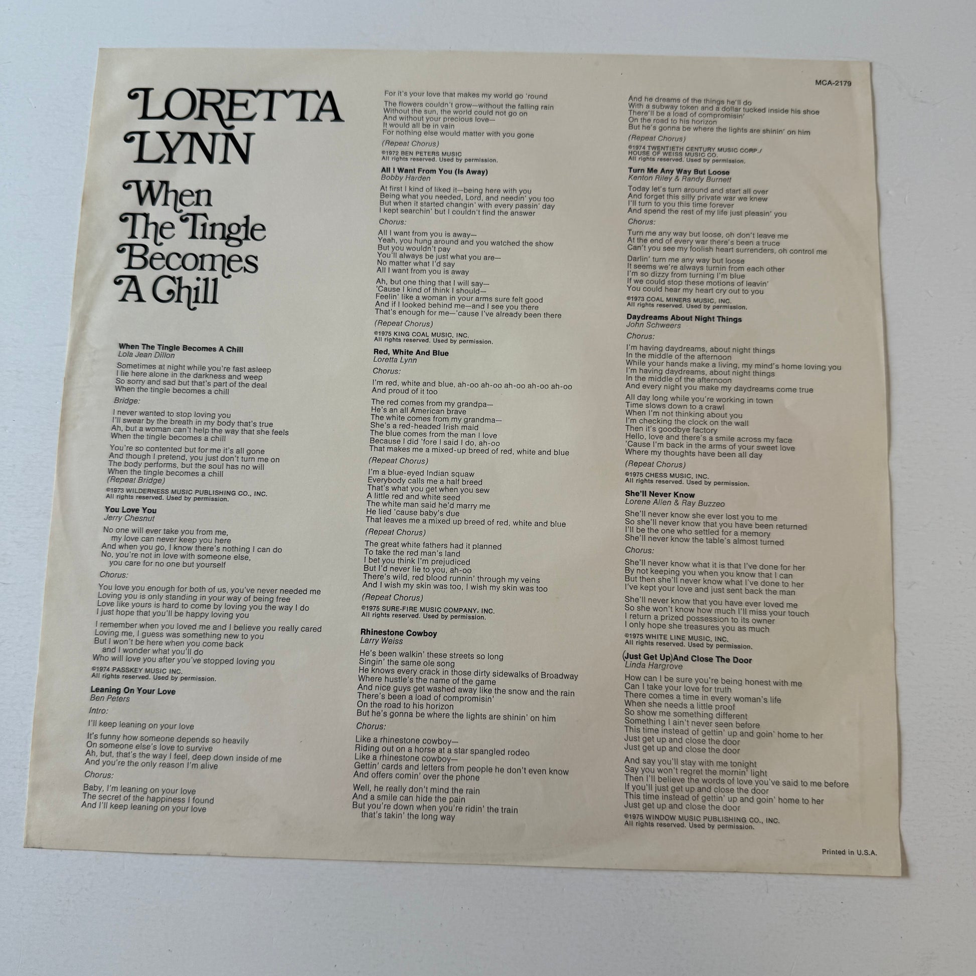 Loretta Lynn When The Tingle Becomes A Chill Used Vinyl LP VG+\VG