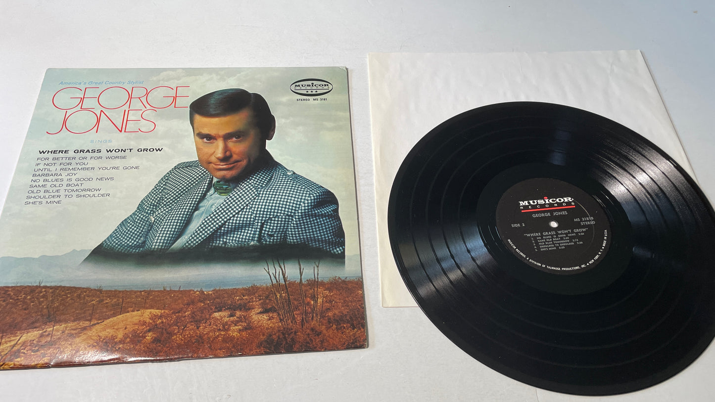 George Jones Where Grass Won't Grow Used Vinyl LP VG+\VG+