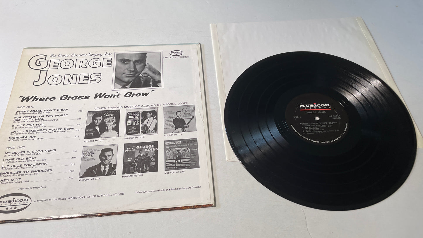 George Jones Where Grass Won't Grow Used Vinyl LP VG+\VG+